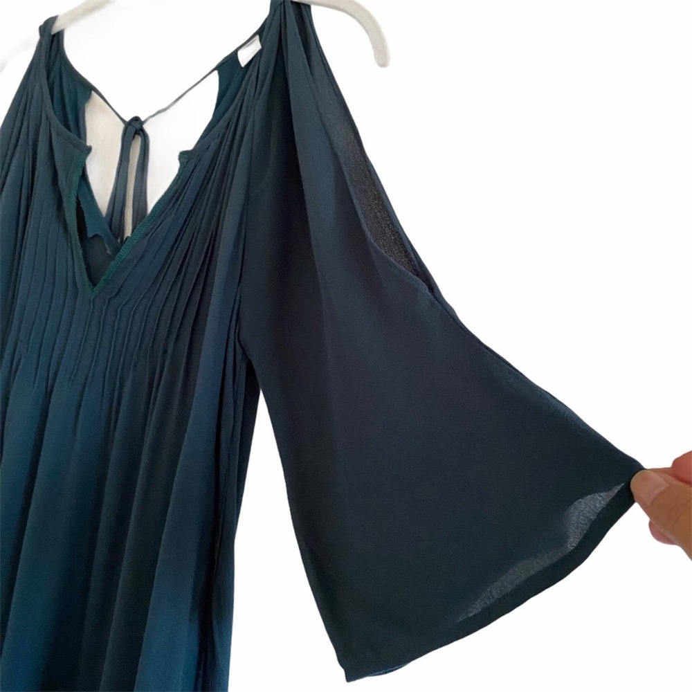 Old Navy Cold Shoulder 3/4 Sleeve Babydoll Mini Dress Green Size Medium